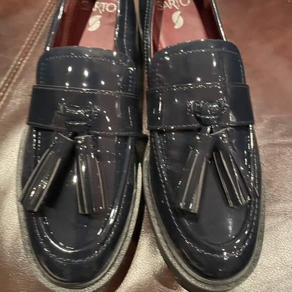Franco Sarto Women's Carolynn Lug Sole Loafern Navy mismatch size 7/7.5 - Picture 1 of 8